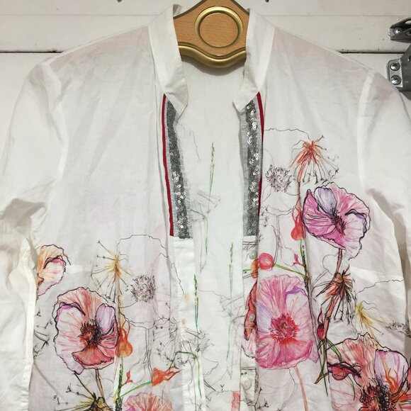 JUST WHITE DESIGN by SE FLORAL PRINT SHIRTS SIZE 42 - Picture 6 of 8